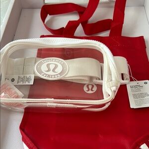 Lululemon White Clear Belt Bag with Red Accent BNWT